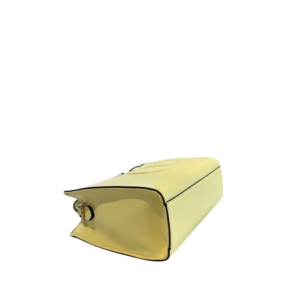 Twinset Bicolor polyethylene shoulder bag yellow with black piping side view