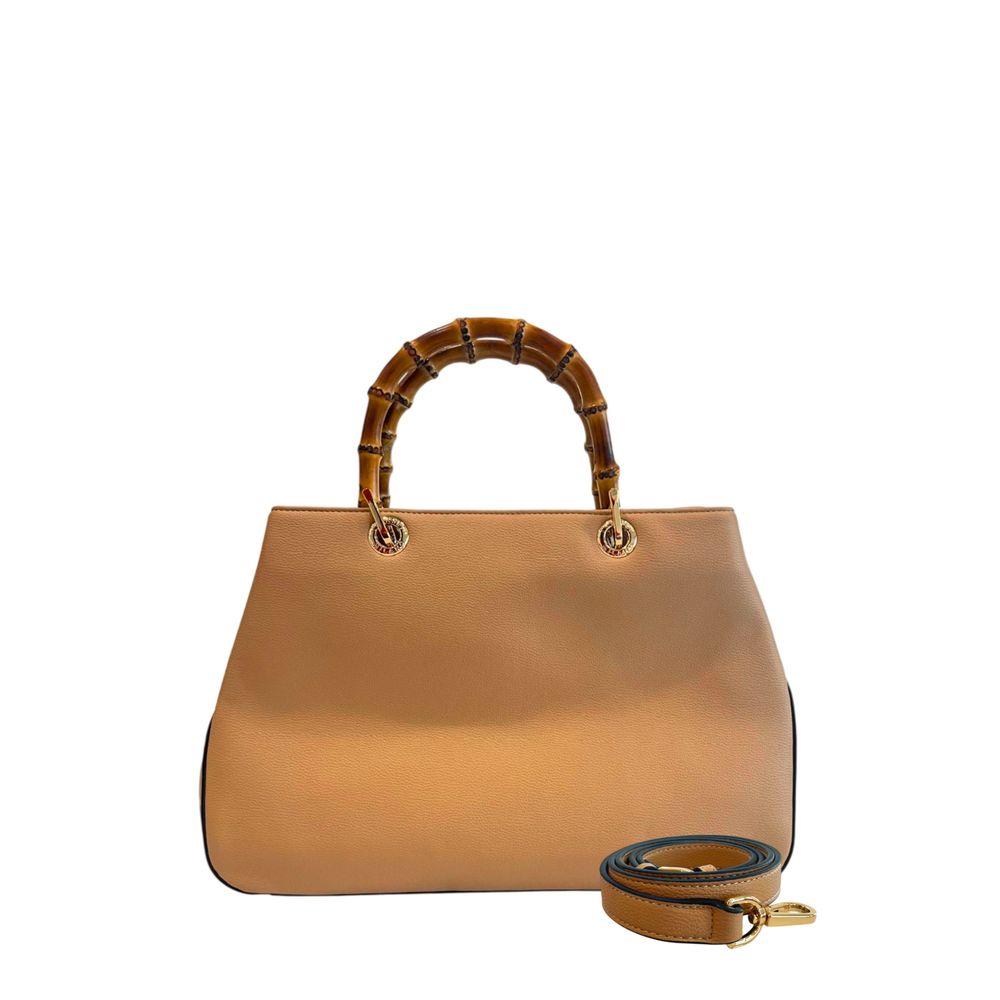 Twinset PU Women Bolso de Mano Marrón Beige Piel Sintética