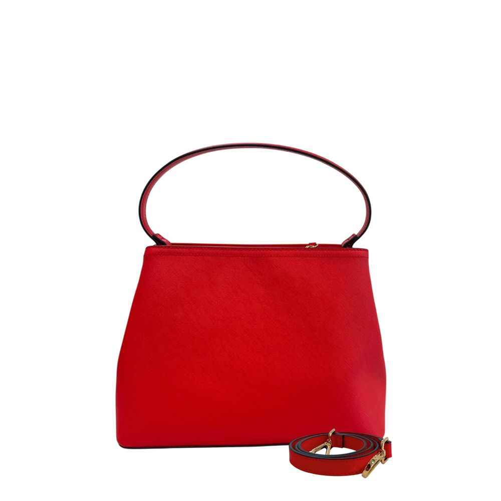 Twinset red shoulder bag with detachable multicolor strap front view