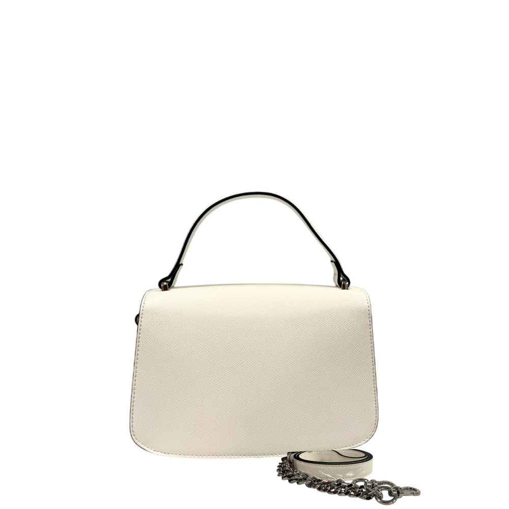 Twinset Mini White Leather Shoulder Bag front view