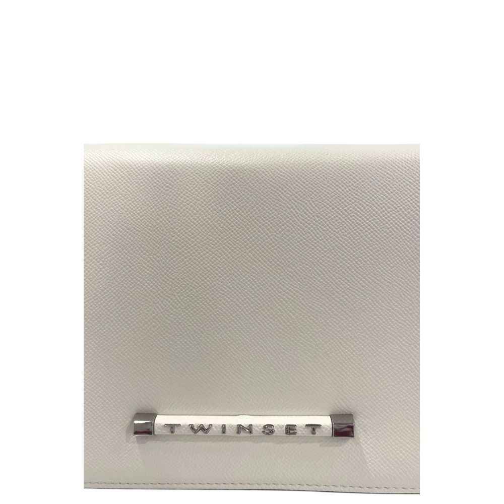 Twinset white polyethylene crossbody bag with logo plaque front view