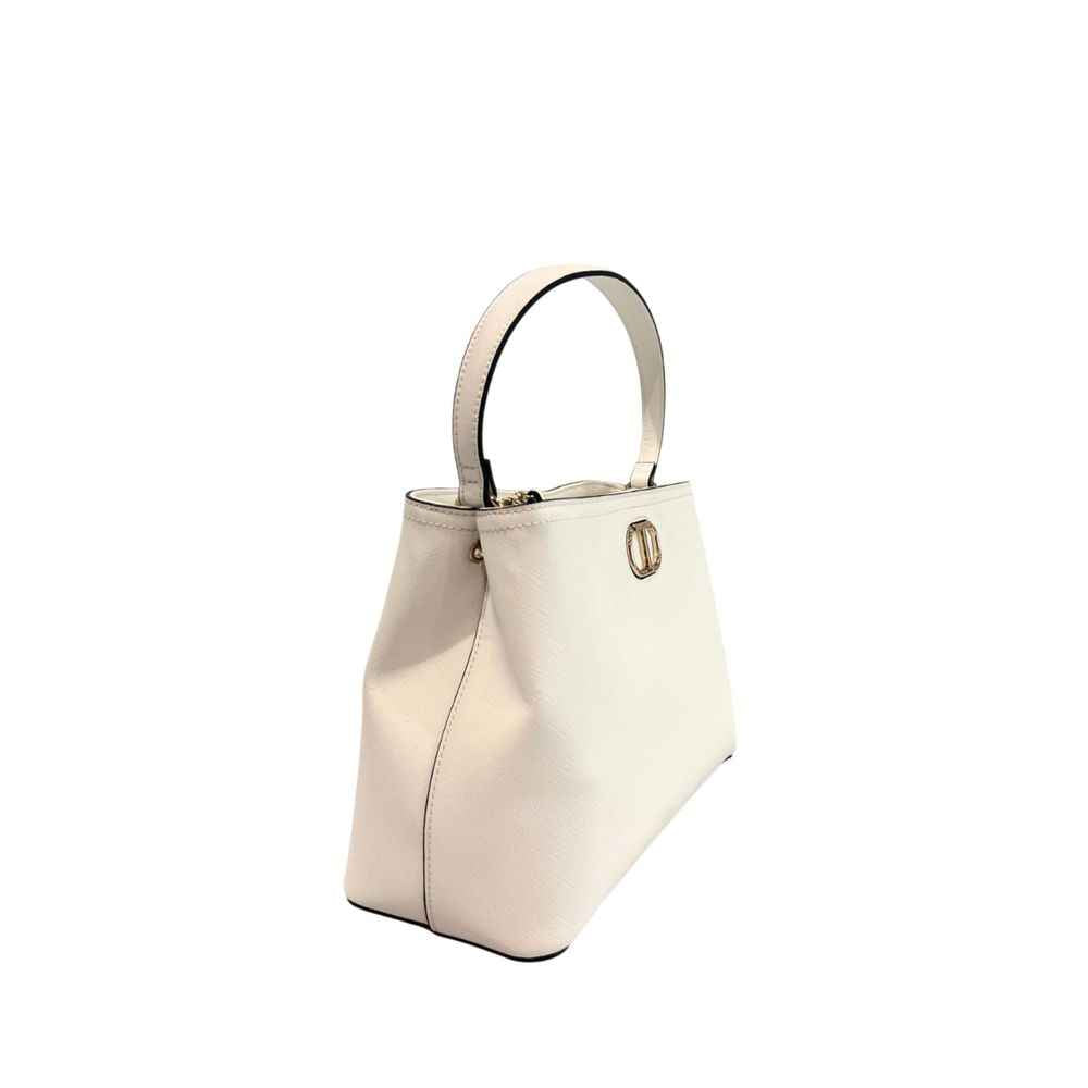 Twinset Medium White PU shoulder bag, three-quarter view