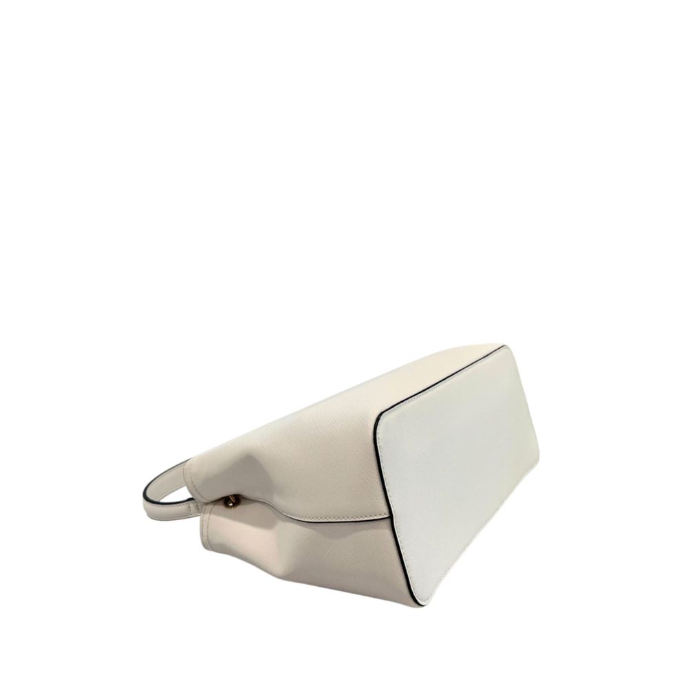 Twinset Medium White Leather Shoulder Bag side view