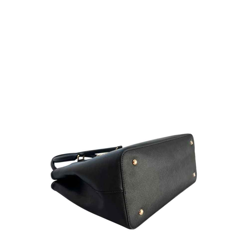 Twinset black polyurethane shoulder bag with gold-tone studs bottom view