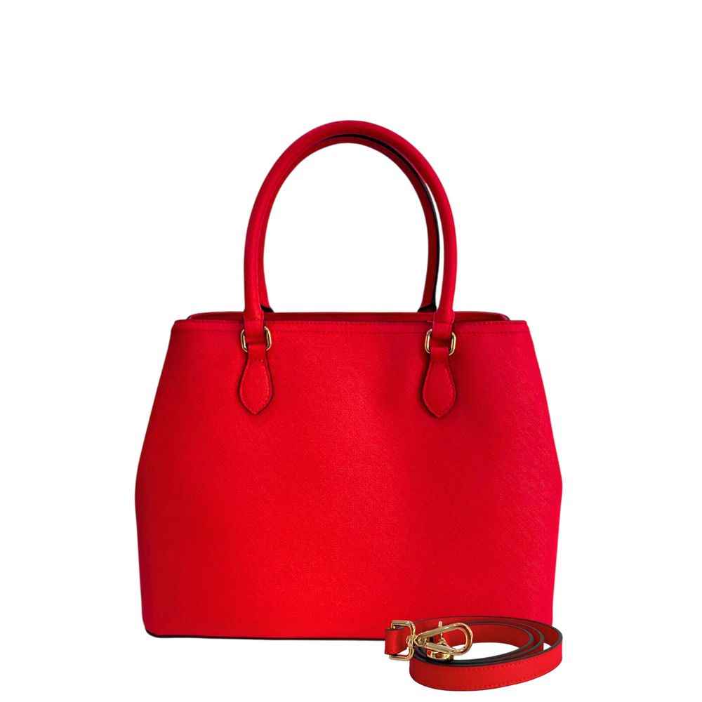 Twinset Red Handbag shoulder bag with gold hardware and detachable strap, front view