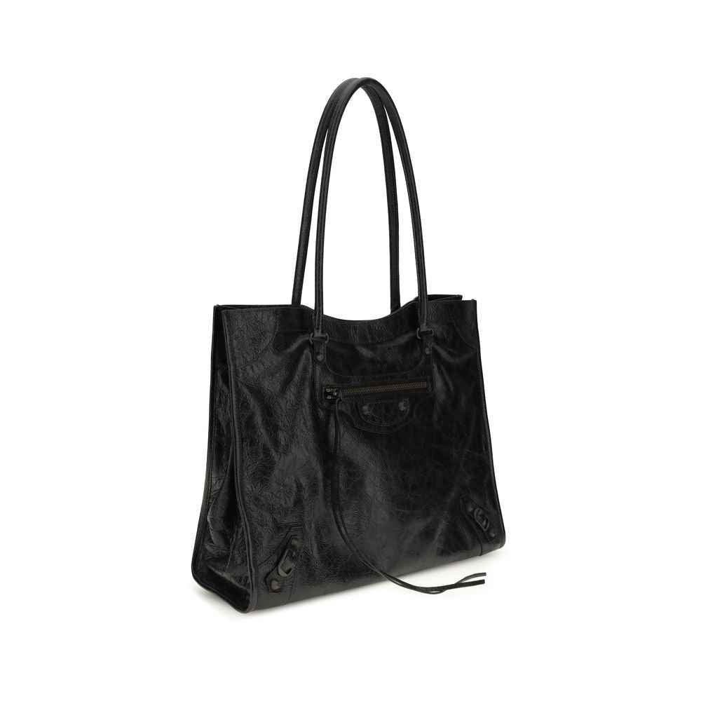 Balenciaga Le City Tote black leather bag, front view