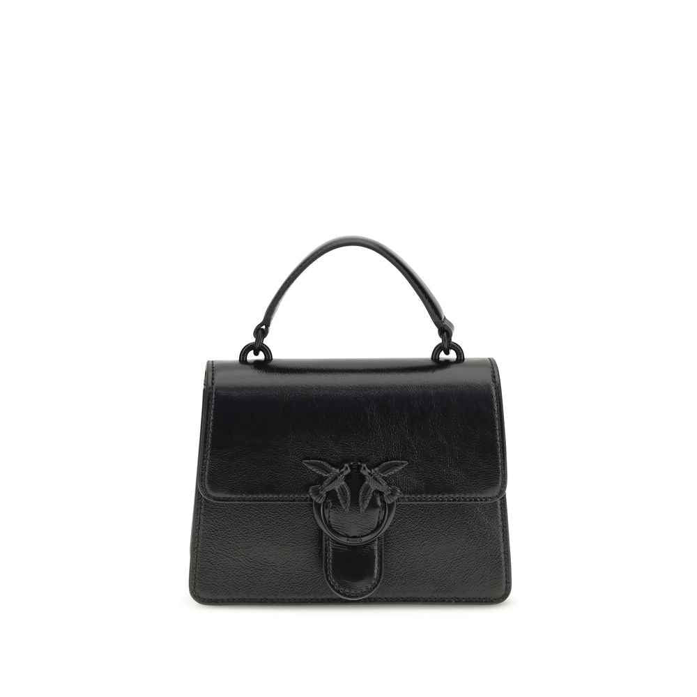 PINKO Love One Top Handle Mini black leather bag, top-handle, front view