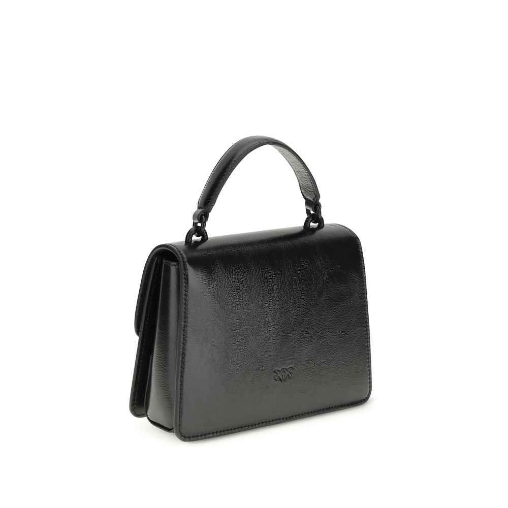 PINKO Love One Top-Handle Mini leather black bag front view