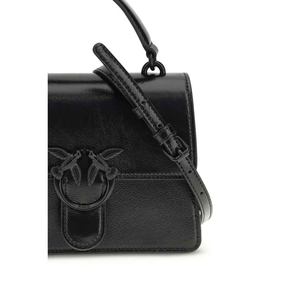 PINKO Love One Top Handle Mini black leather top-handle bag front view