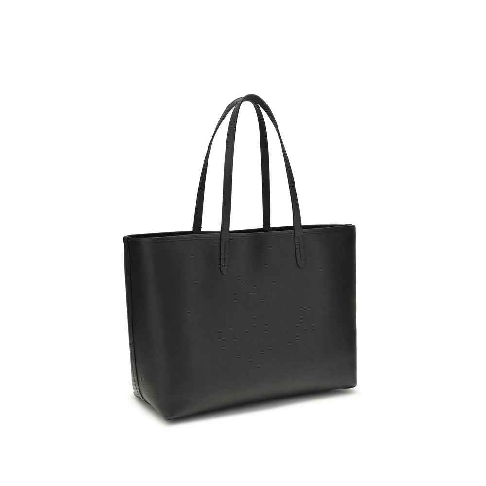 Burberry Medium Reversible Bloomsbury Tote in black leather, front view.
