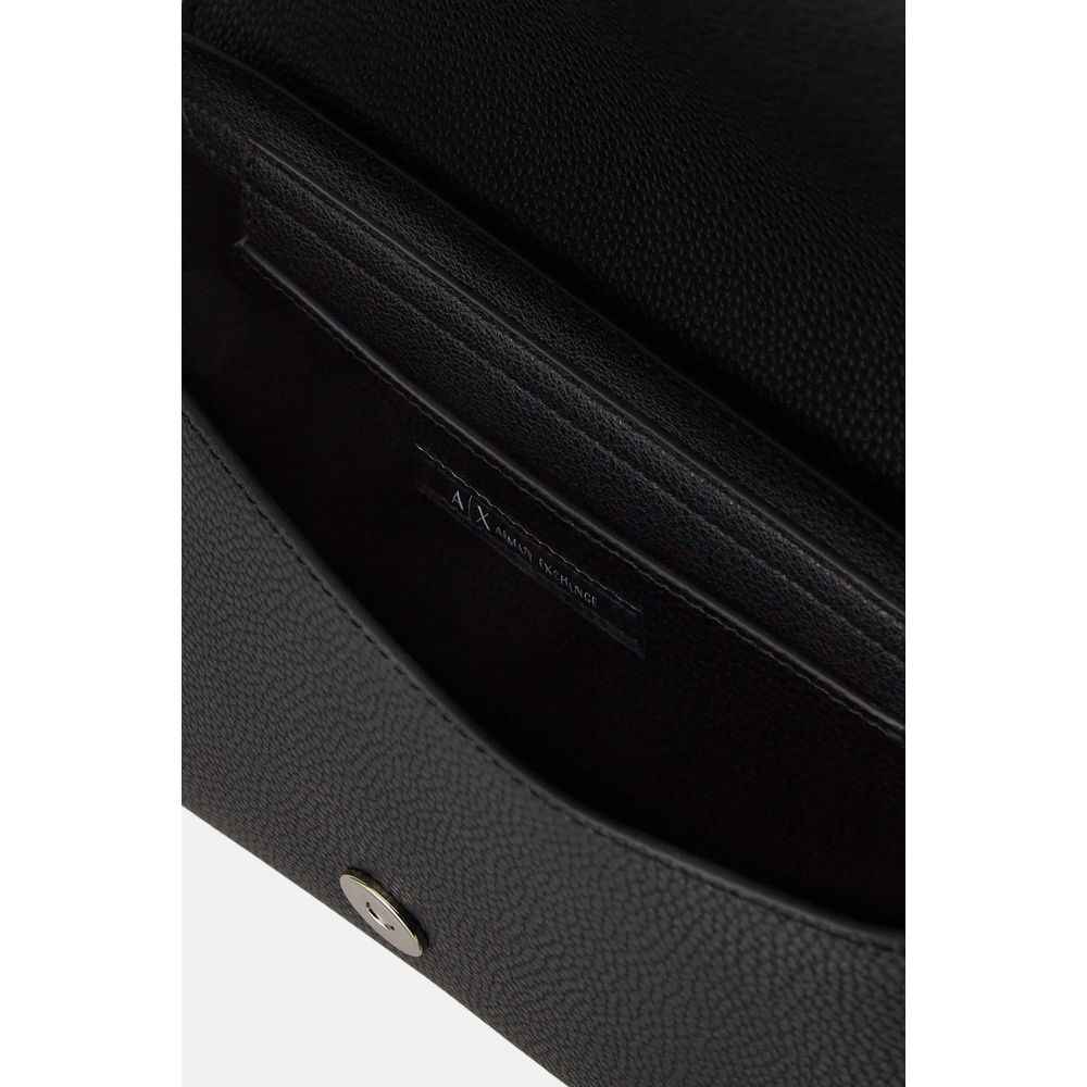 Armani Exchange Black Wave crossbody leather bag, black, interior view