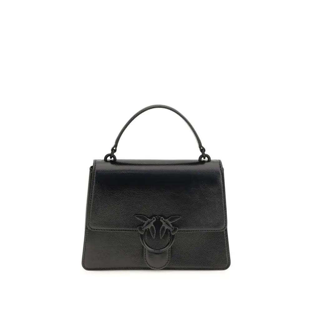 PINKO Ovis Aries Aries Handbag in black lamb leather, top-handle front view