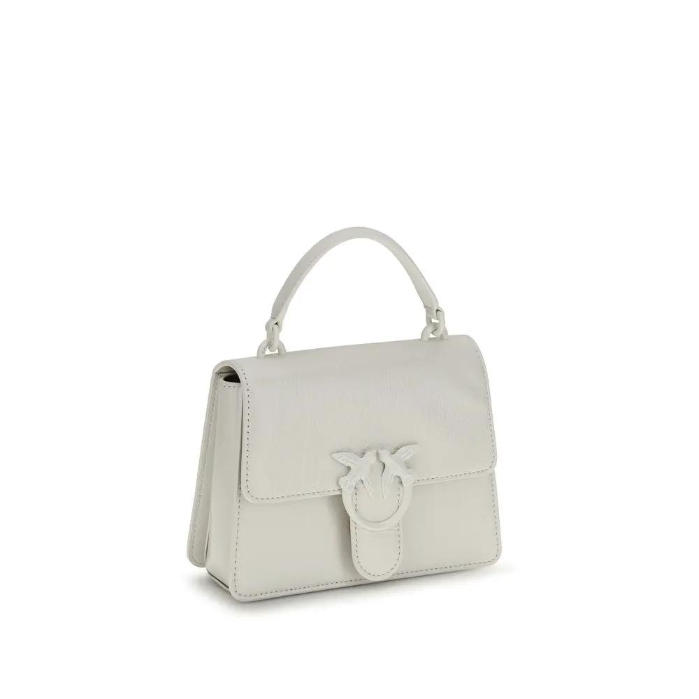 PINKO White Goatskin Handbag, top-handle bag, front view