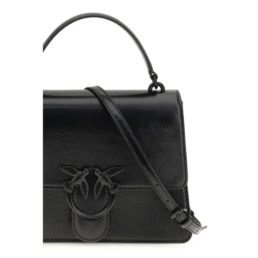 PINKO Ovis Aries Aries handbag, black lamb leather, shoulder bag, front view