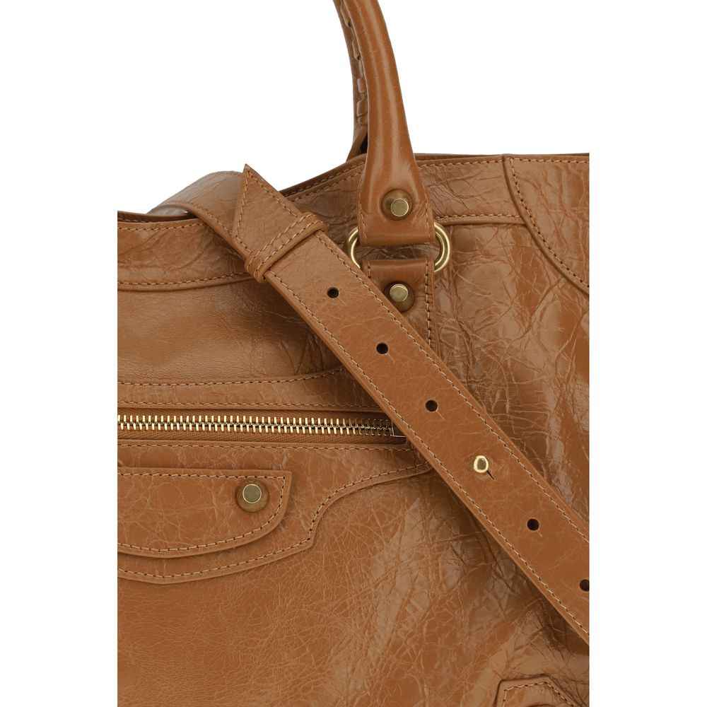 Balenciaga Le City Medium brown leather satchel bag, front view