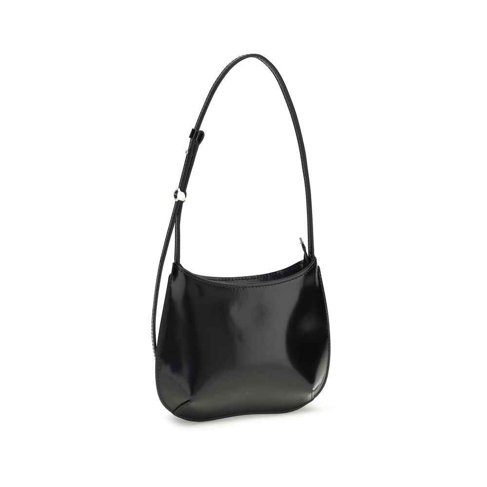 Jacquemus Le Petit Bisou black patent leather shoulder bag, front view