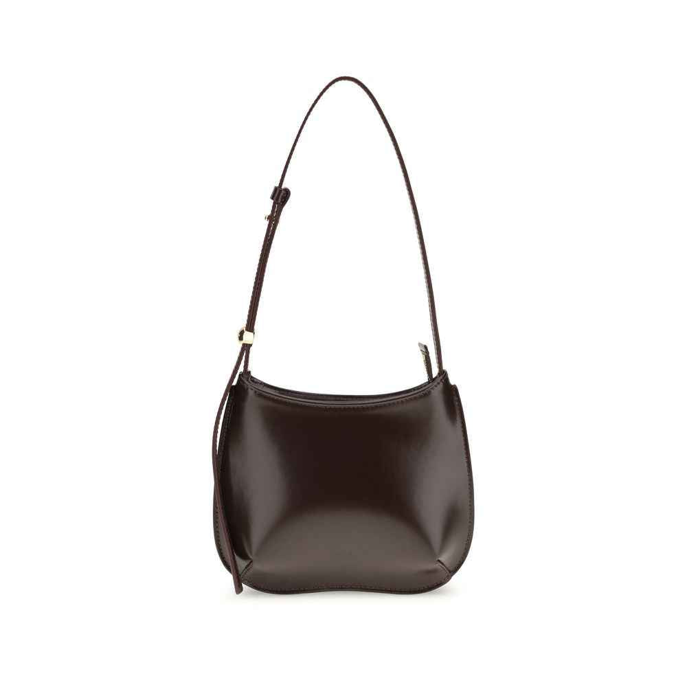 Jacquemus Le Petit Bisou brown leather shoulder bag, front view