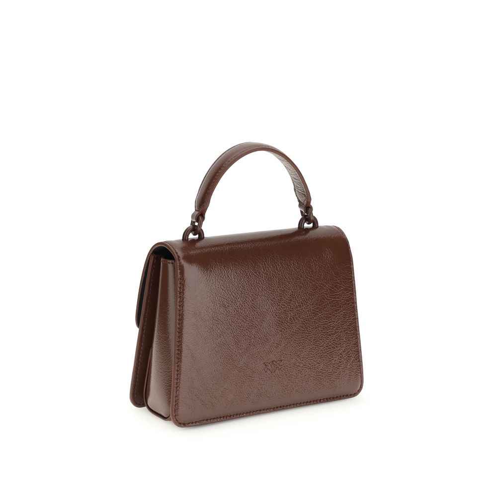 PINKO burgundy goatskin handbag, top-handle, front view