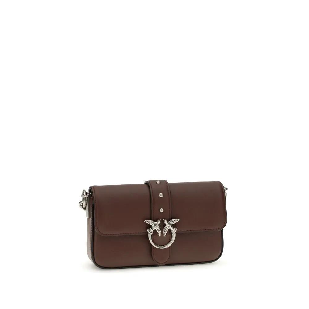 PINKO Bos Taurus calf leather brown shoulder bag, front view