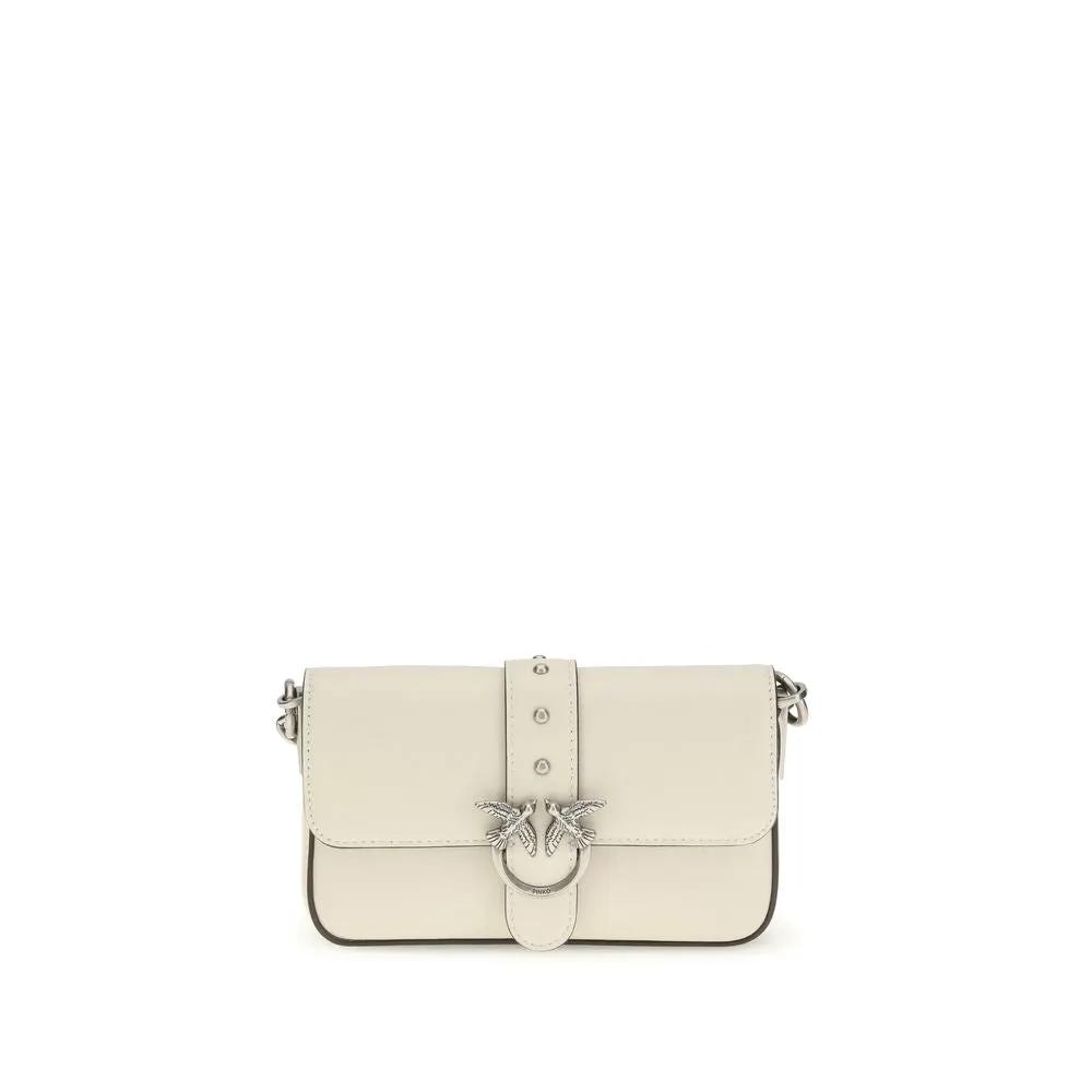 PINKO Bos Taurus white calf leather shoulder bag front view