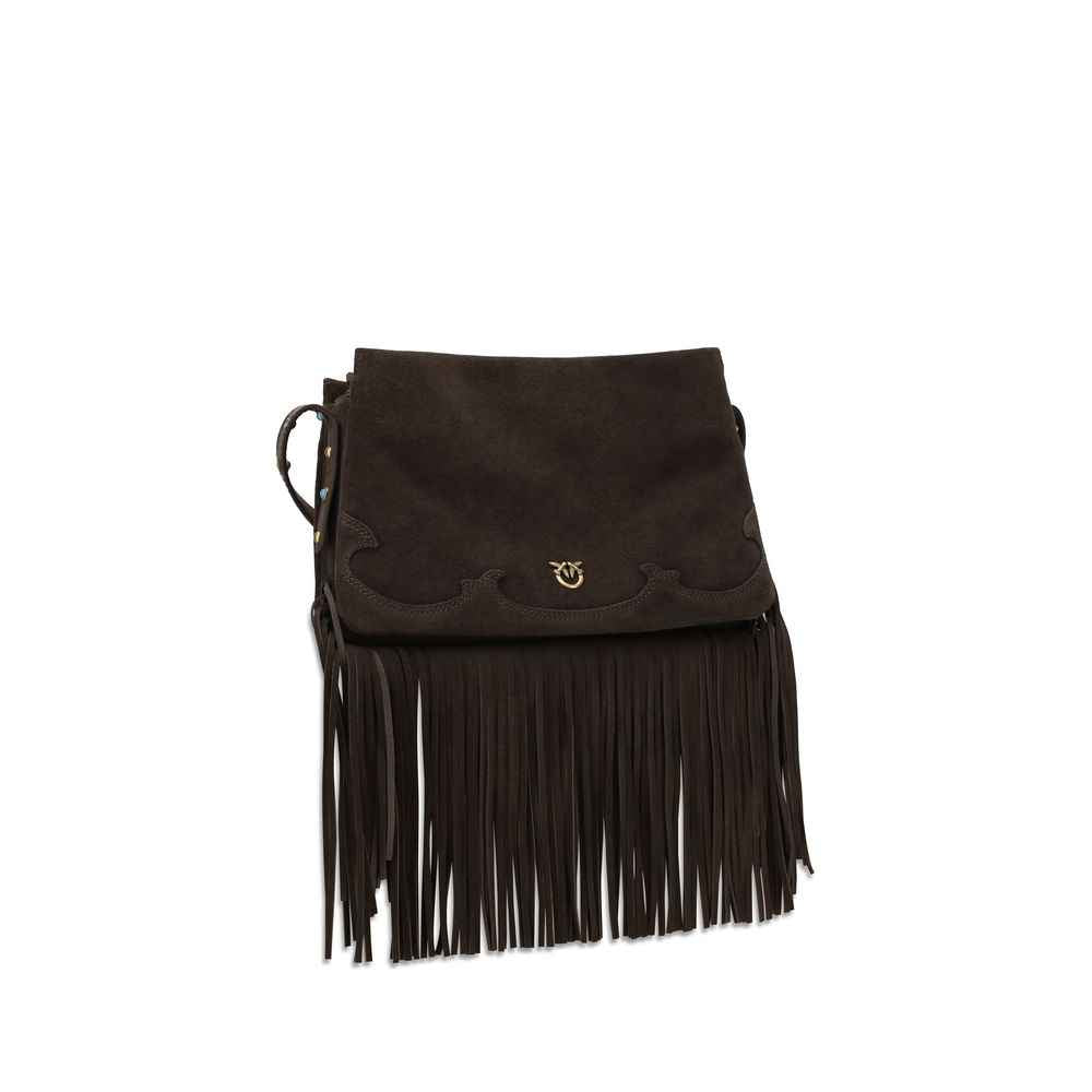 PINKO Brown Calf Leather Bos Taurus Shoulder Bag