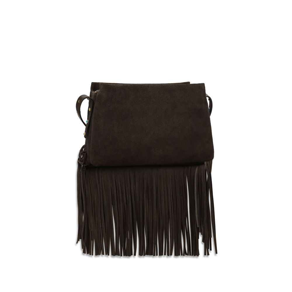 PINKO Brown Calf Leather Bos Taurus Shoulder Bag