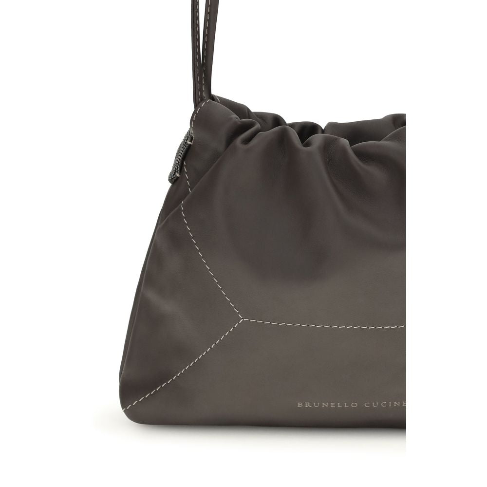 Brunello Cucinelli Bos Taurus shoulder bag, brown calf leather, side view