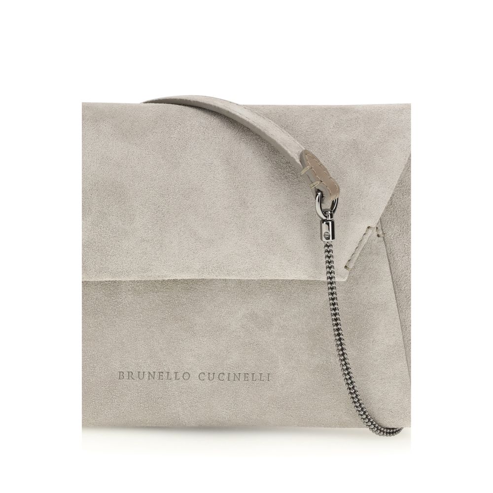 Brunello Cucinelli Gray BC Duo Suede Clutch Bag