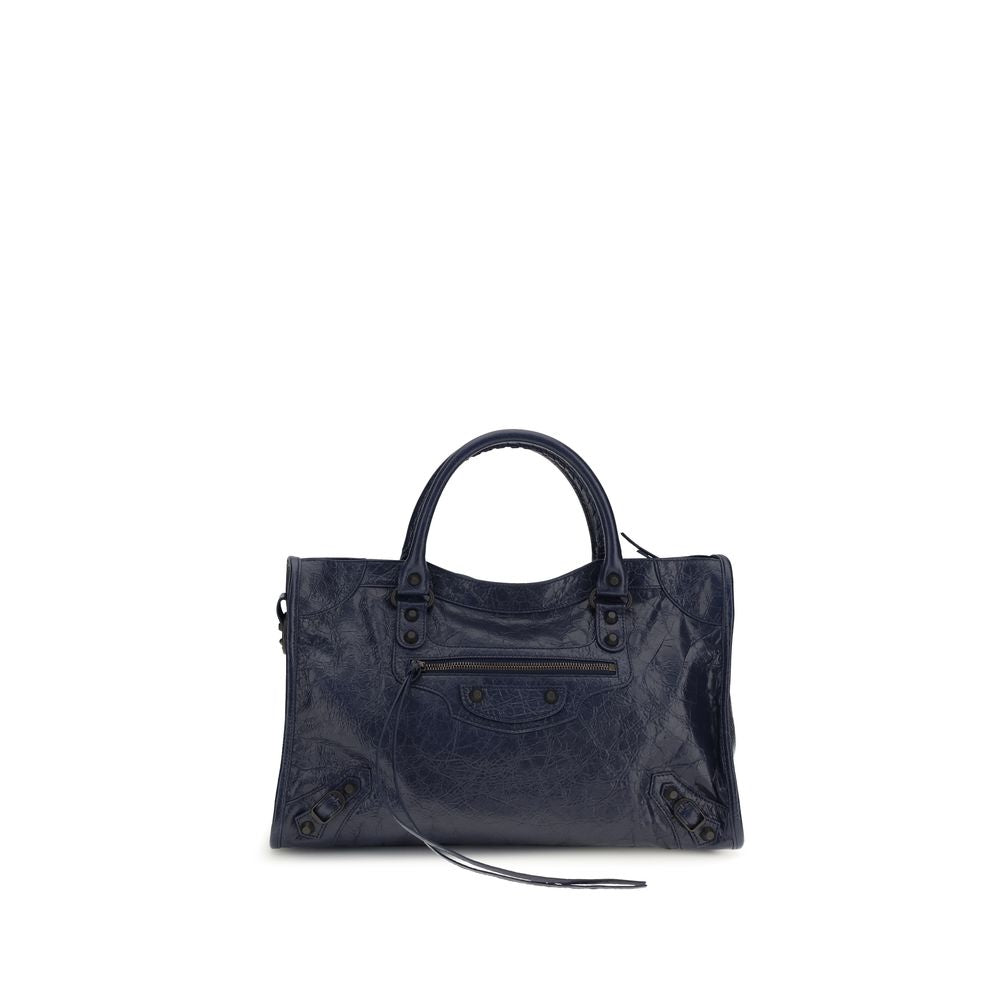 Balenciaga Bos Taurus Shoulder Bag navy calf leather front view