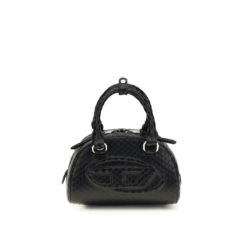 Diesel Bos Taurus Handbag, black calf leather, braided top-handle bag, front view
