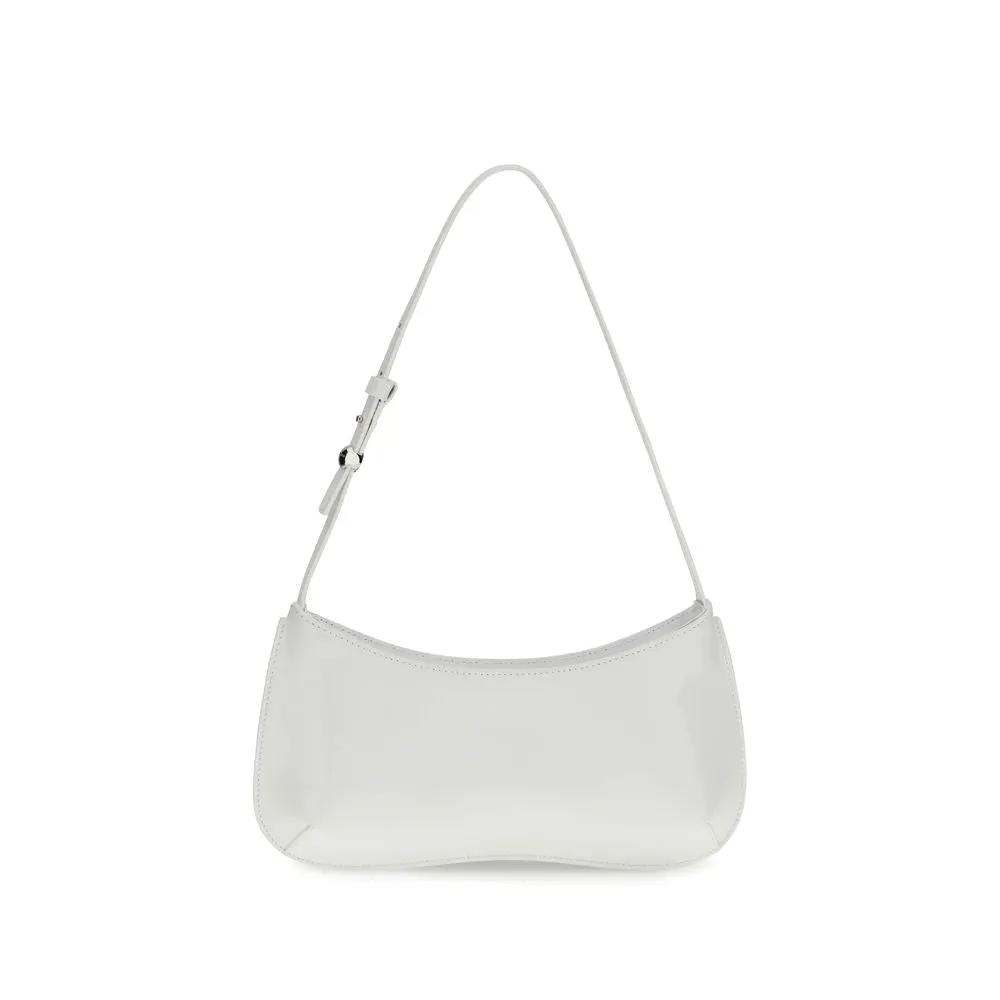 Jacquemus The Bisou Perle shoulder bag, white leather, front view