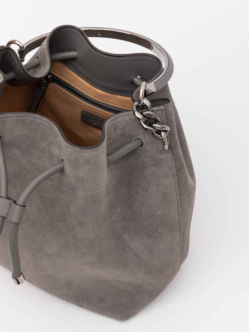 Jimmy Choo Grey Bon Bon Suede Bucket Bag