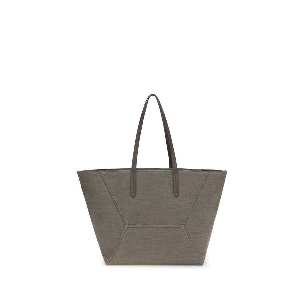 Brunello Cucinelli Brown Cotton Shoulder Bag