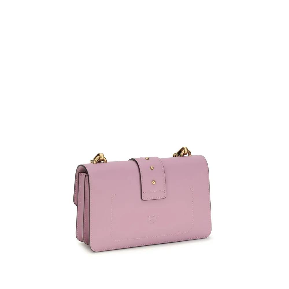 PINKO Bos Taurus shoulder bag, calf leather, pink, front view