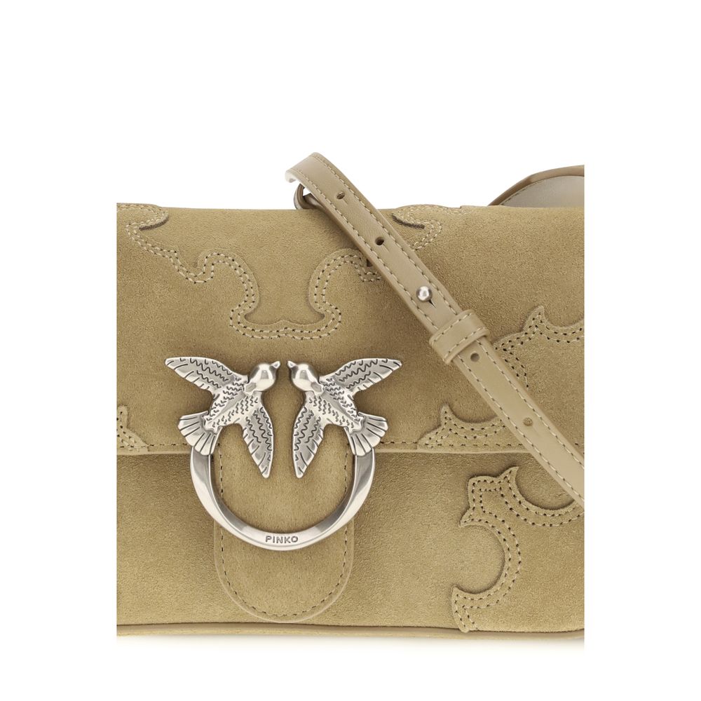PINKO Beige the Love One Slouchy Mini Shoulder Bag