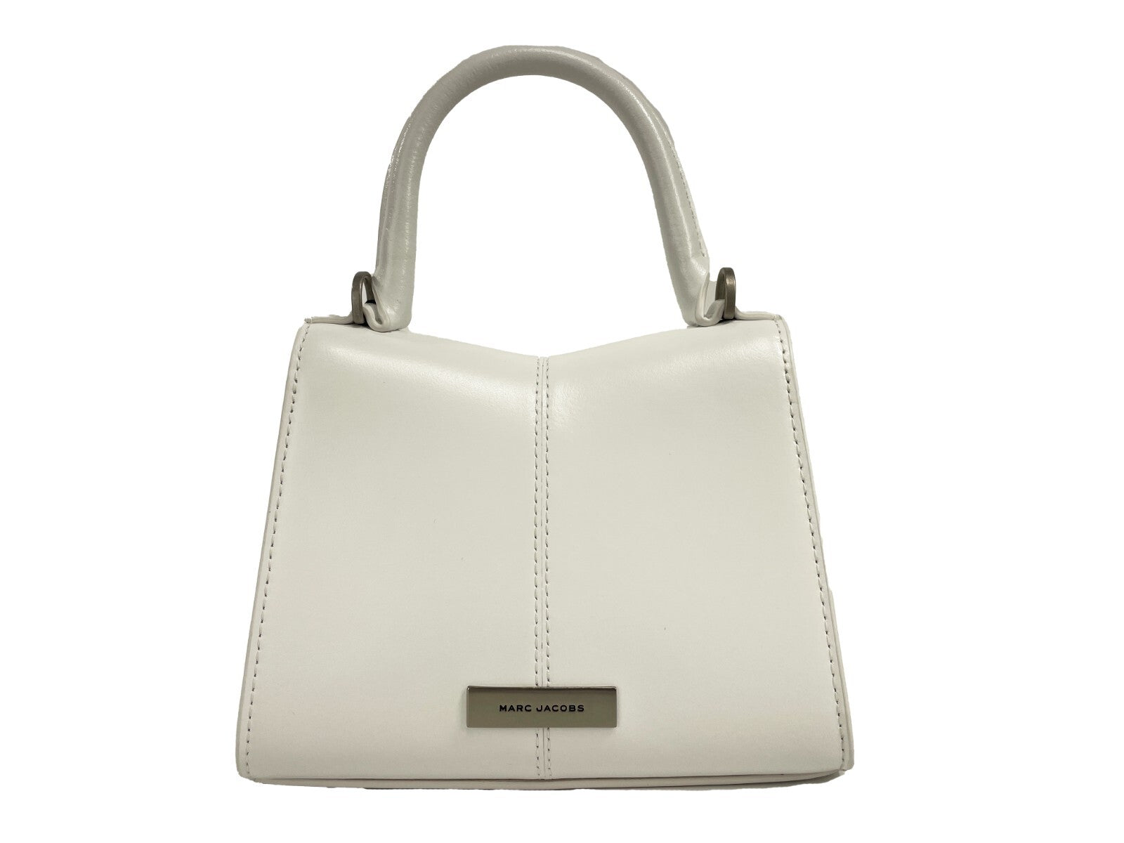 Marc Jacobs The St Marc Mini Top Handle Satchel Crossbody Bag ivory leather front view