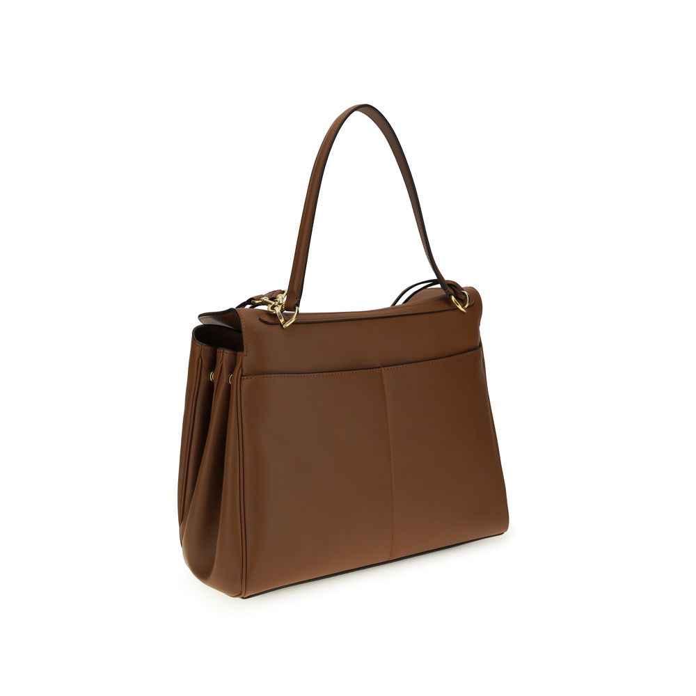 Balenciaga Bos Taurus brown calf leather shoulder bag, front view.