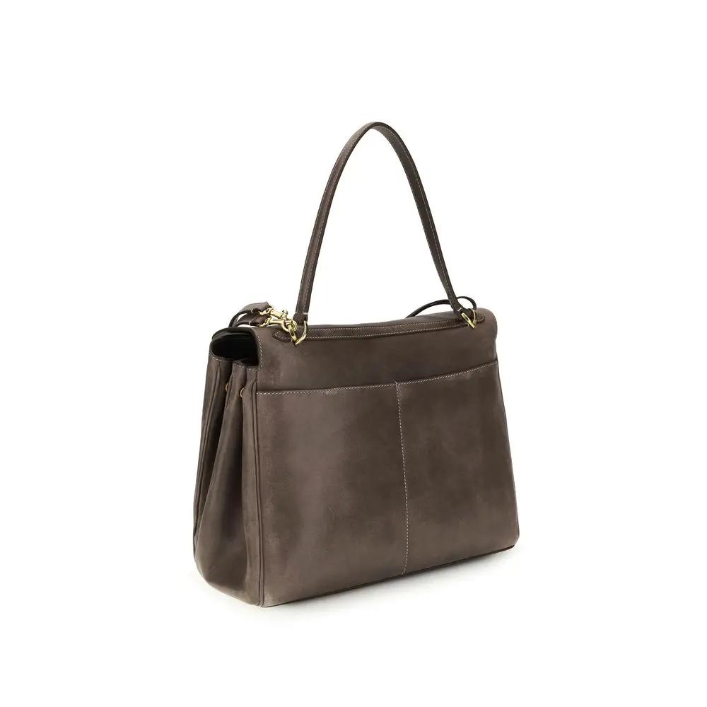 Balenciaga Lamb Ovis Aries Aries shoulder bag, gray suede, top-handle, three-quarter view