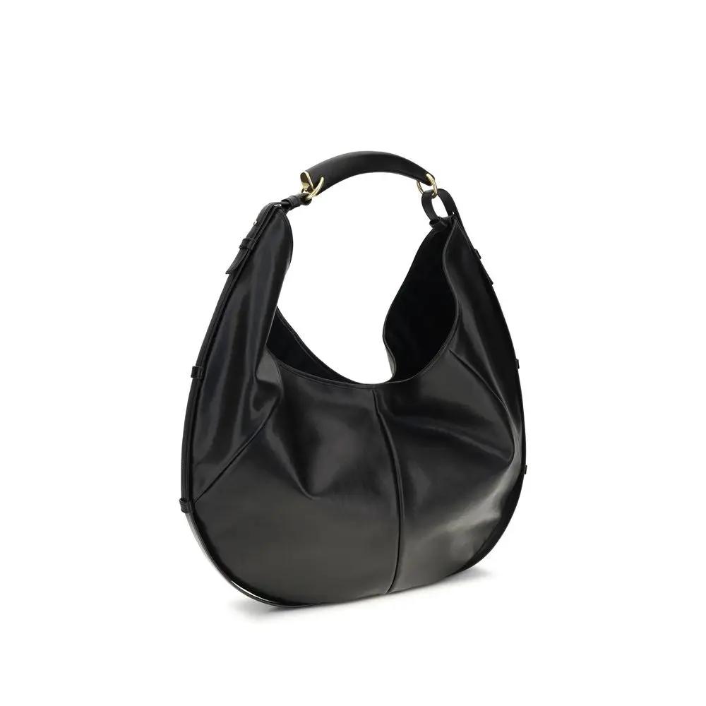 Saint Laurent The Mombasa large shoulder bag black leather, three-quarter front view