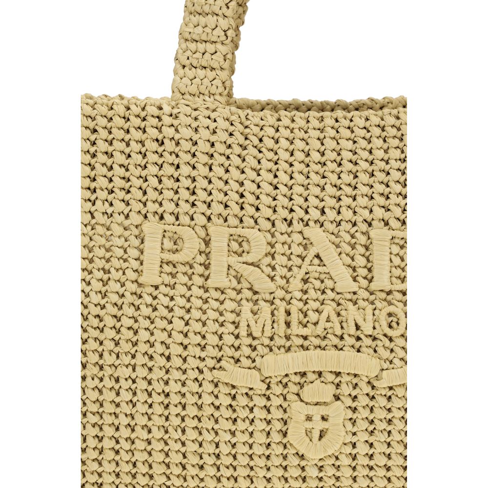 Prada Beige Raffia Tote Bag