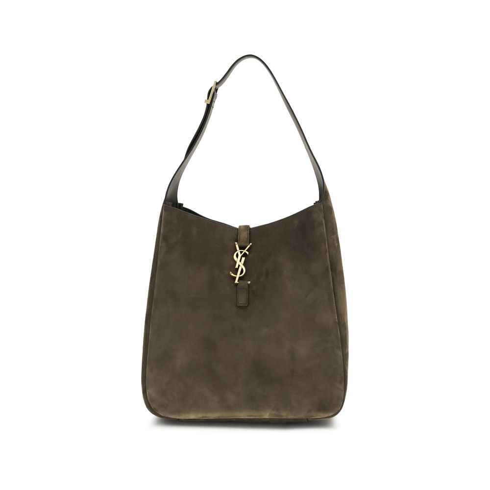Saint Laurent Bicolor Calf Leather Bos Taurus Shoulder Bag brown front view