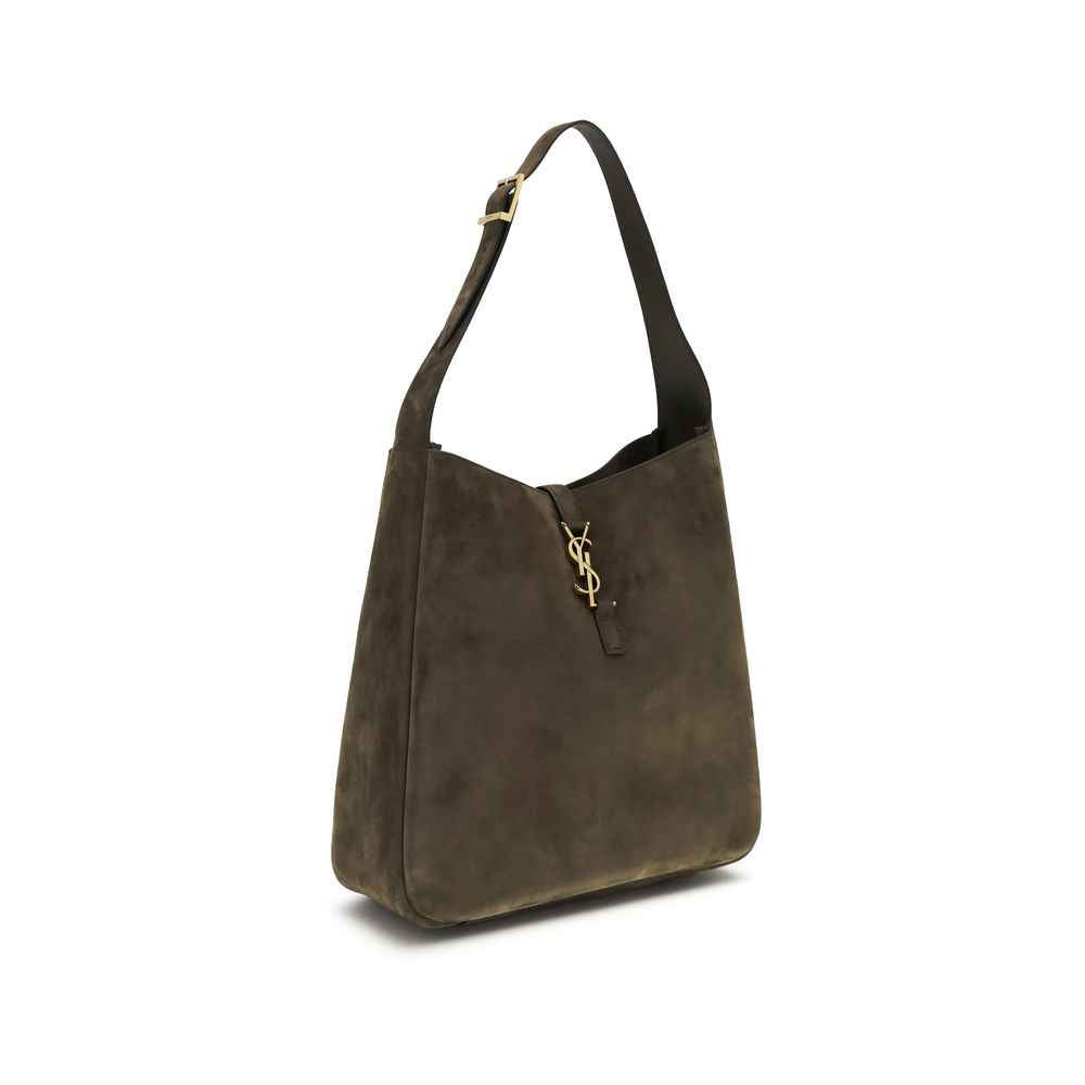 Saint Laurent Bicolor Bos Taurus shoulder bag, olive-brown calf leather, front view