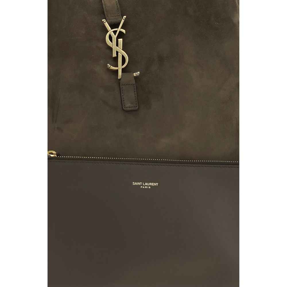 Saint Laurent Bos Taurus bicolor calf leather shoulder bag, brown tones, front view