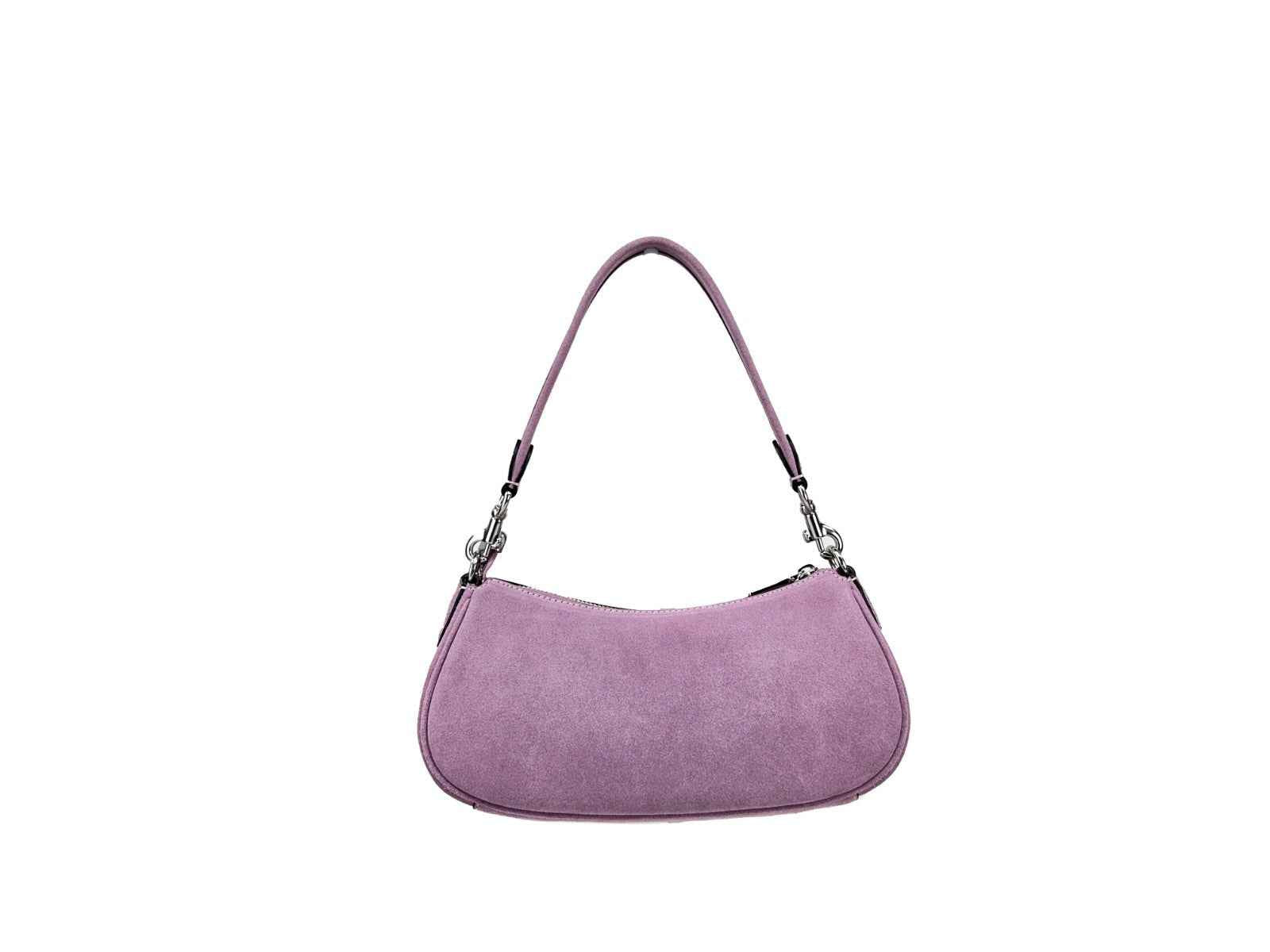 COACH Ashton Suede Shoulder Bag in lilac suede, front view