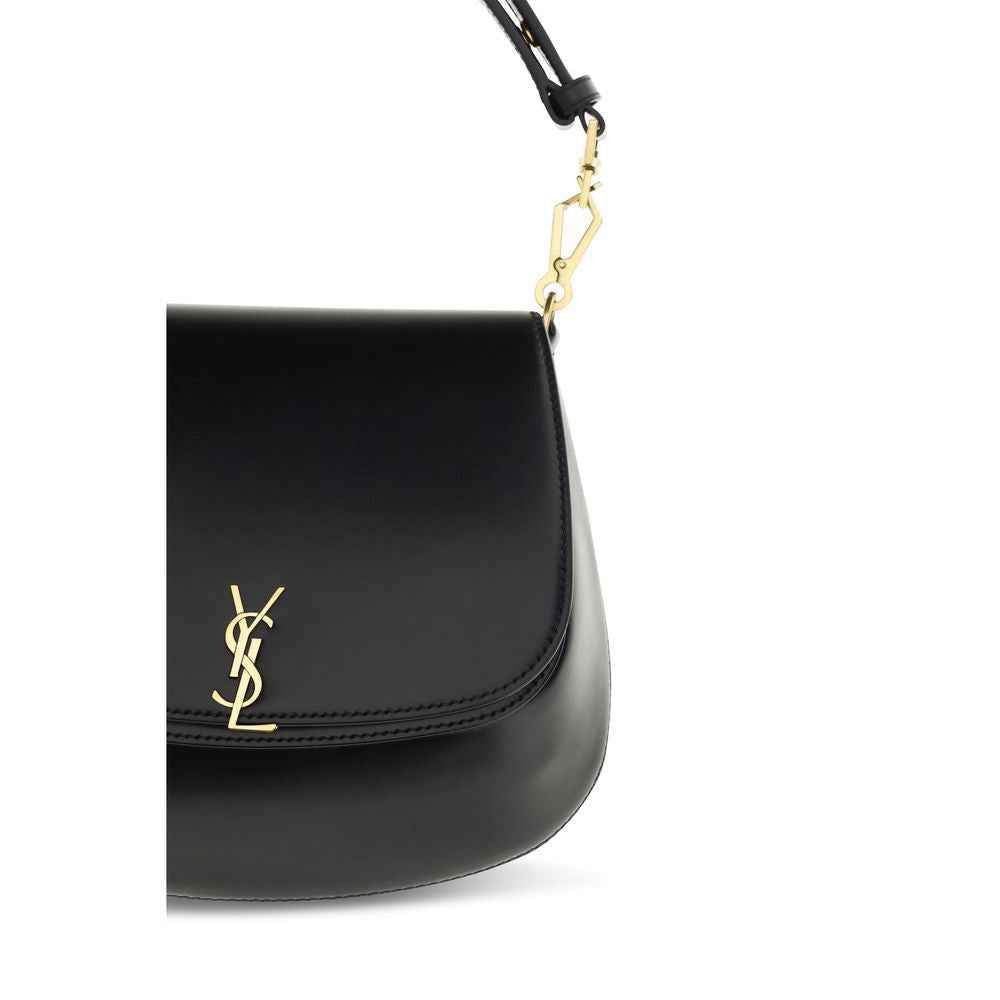 Saint Laurent Bos Taurus calf leather black shoulder bag logo detail