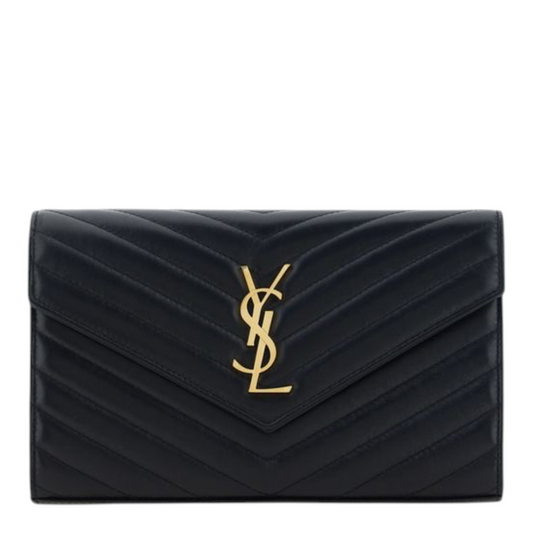 Saint Laurent The Monogram Leather Wallet Black Leather