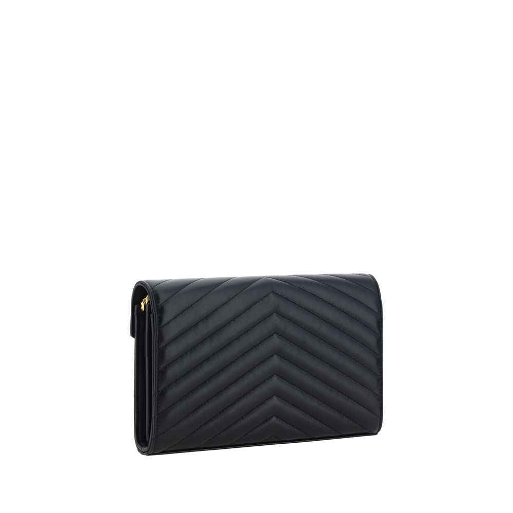 Saint Laurent Ovis Aries Aries Shoulder Bag, lamb leather, black, front view