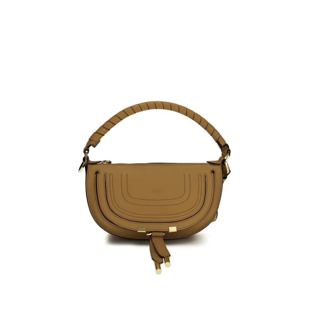 Chloé The Marcie Mini Shoulder Bag tan leather front view