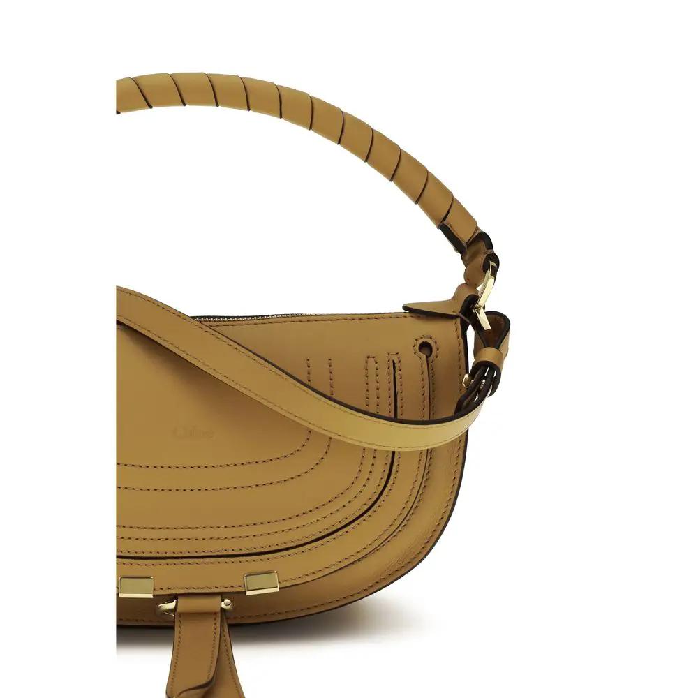 Chloé The Marcie Mini Shoulder Bag camel leather front view