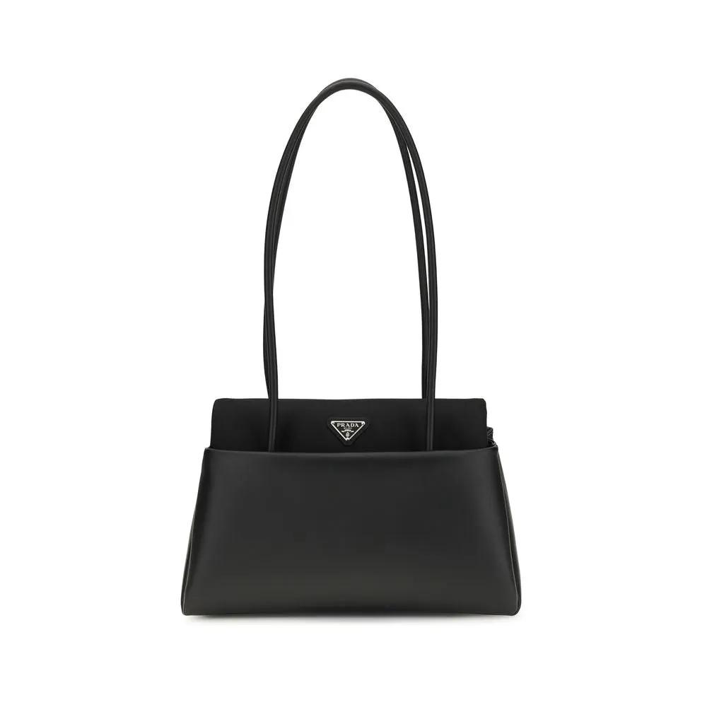 Prada Bos Taurus handbag in black calf leather front view